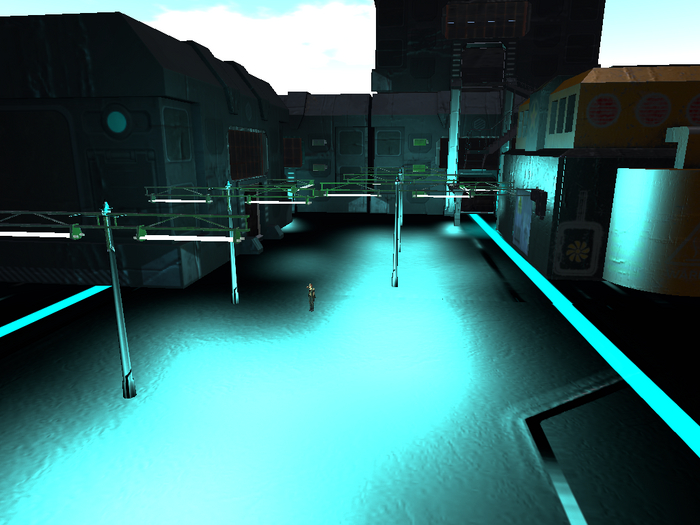 cyberpunk city block