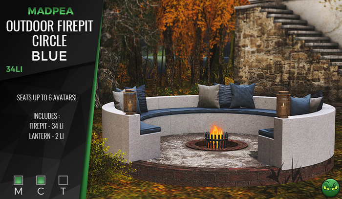 MadPea Outdoor Firepit Circle - Blue