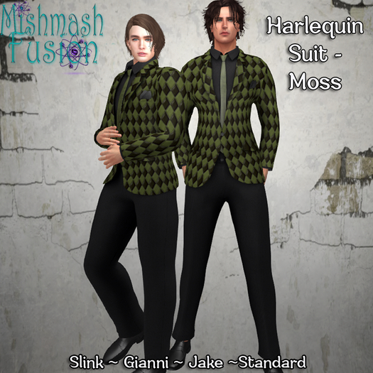 ~*MF*~ Harlequin Suit - Moss (Add or Rez)