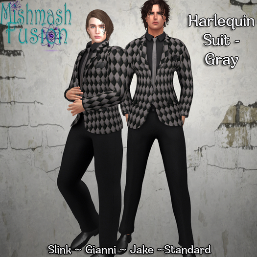 ~*MF*~ Harlequin Suit - Gray (Add or Rez)