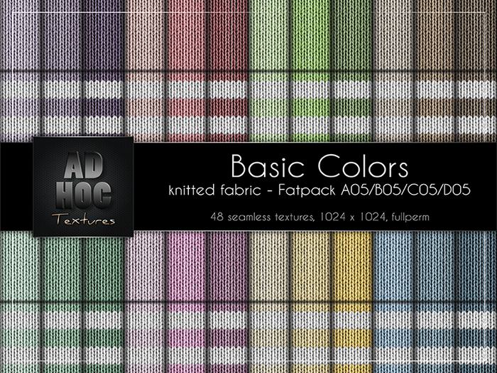 Second Life Marketplace - AD HOC - BASIC COLORS - Knitted Fabric ...