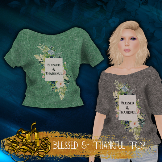*SDG* Blessed & Thankful - Top - Green
