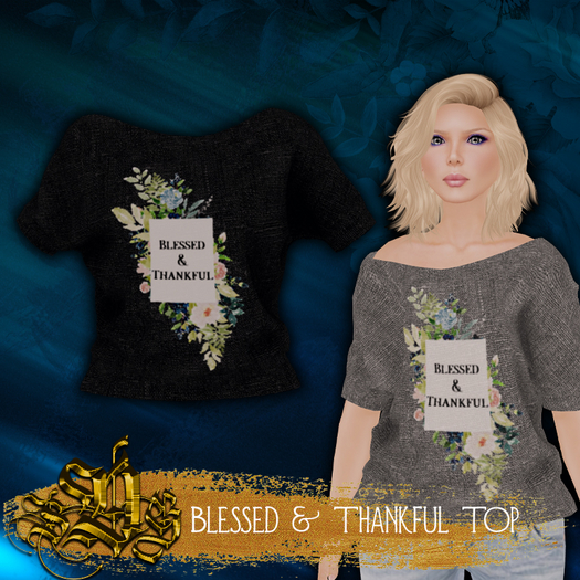 *SDG* Blessed & Thankful - Top - Black