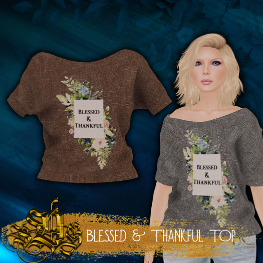 *SDG* Blessed & Thankful - Top - Brown