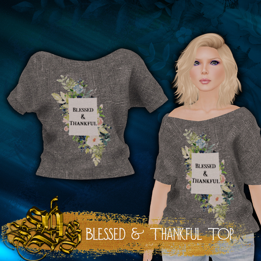 *SDG* Blessed & Thankful - Top - Grey
