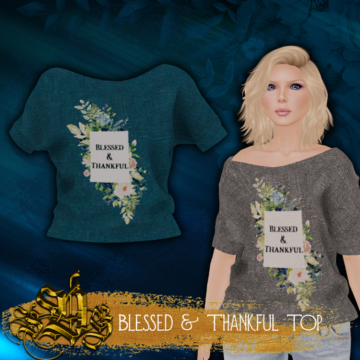 *SDG* Blessed & Thankful - Top - Teal