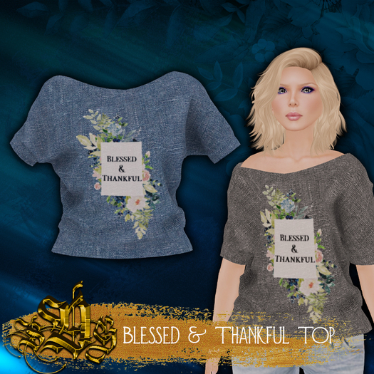 *SDG* Blessed & Thankful - Top - Blue
