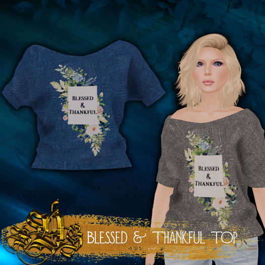 *SDG* Blessed & Thankful - Top - Royal Blue