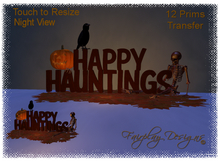 ~R~Happy Hauntings 3D Halloween Banner
