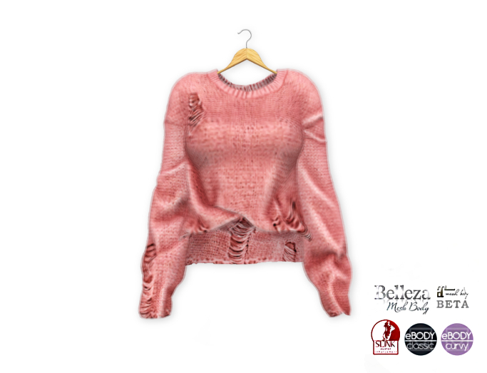 {amiable}Mesh Damaged Long Sleeves Knit Sweater01