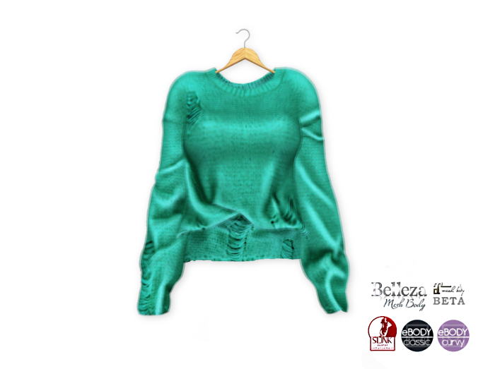 {amiable}Mesh Damaged Long Sleeves Knit Sweater10