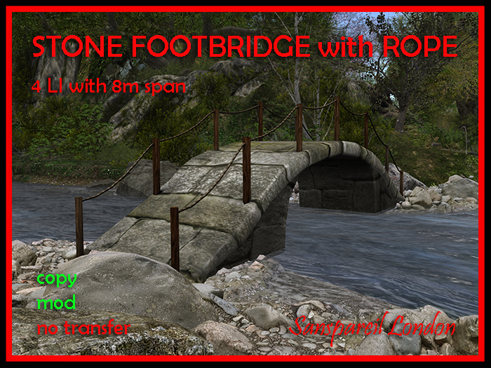 Stone Footbridge with Rope -4LI @ 8m