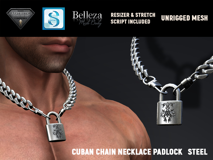 [7/11] Cuban Chain Necklace Padlock Steel