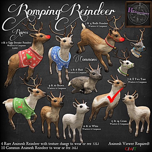 10. *HEXtraordinary* Romping Reindeer - Brown Companion