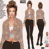 RUFFLE NECK CARDIGAN&LEGGINGS,CL&MESH BODY