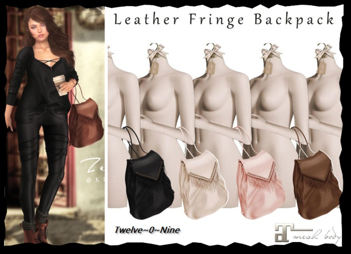 =Zenith=Leather Fringe Backpack (Rose)