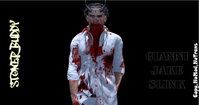 {StonerBuddy} Wht Bloody Victim Button up