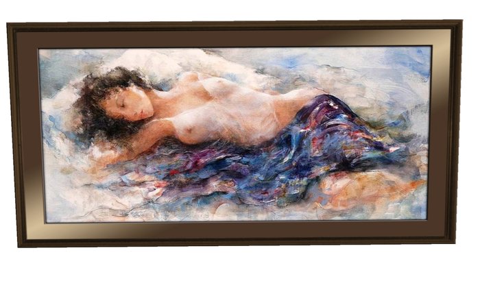 bronze frame blue lady