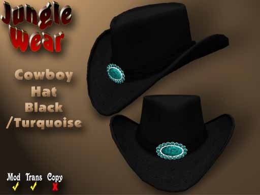 JW - Cowboy Hat (Black/Turquoise)
