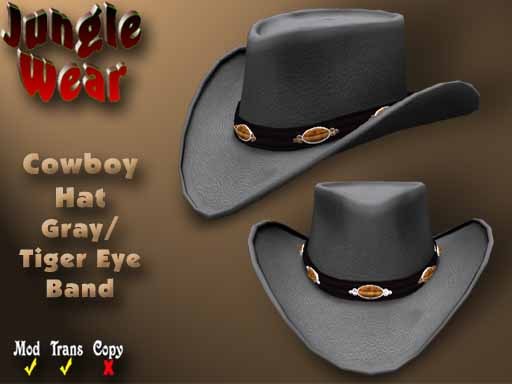 JW - Cowboy Hat (Gray/Tiger Eye Band)