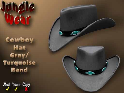 JW - Cowboy Hat (Gray/Turquoise Band)