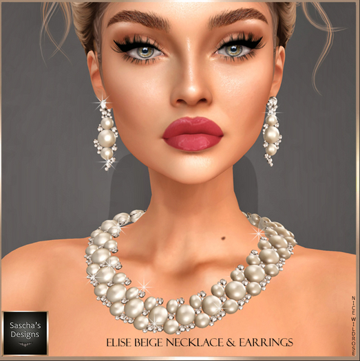SAS - Elise Beige Necklace & Earrrings 