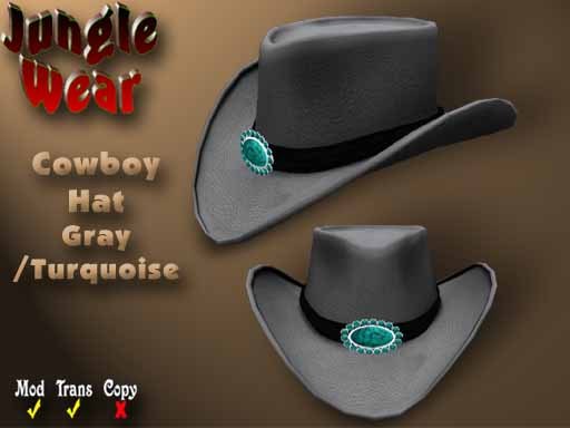 JW - Cowboy Hat (Gray/Turquoise)