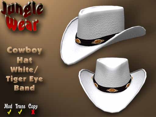 JW - Cowboy Hat (White/Tiger Eye Band)