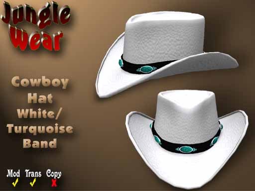 JW - Cowboy Hat (White/Turquoise Band)