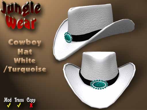 JW - Cowboy Hat (White/Turquoise)