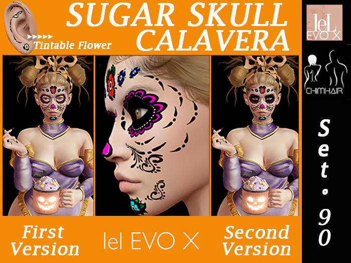 "PINK SUGAR SKULL - CALAVERA - SANTA MUERTE - HALLOWEEEN" [LelEvox] Set90 %..ChimHair..%