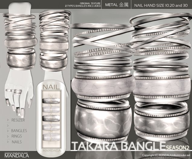 [MANDALA]TAKARA Bangle/white & Nail&Ring(update