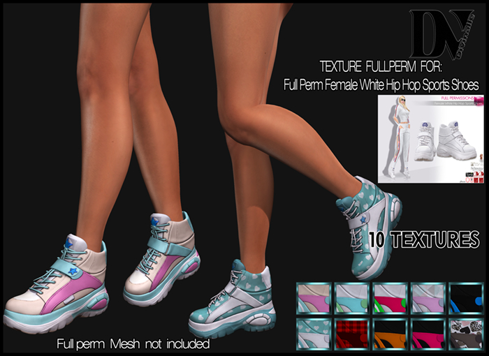 DV- Full Perm Female White Hip Hop Sports Shoes - TEXTURE
