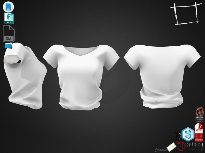 Dae Obj FBX For Female Tucked In White Tshirt Slink, Maitreya, Belleza, Tonic, Legacy, Ocacin Standard