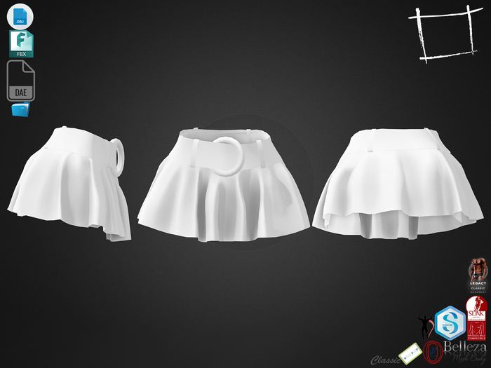 Dae Obj FBX For Female Mini Skirt With Belt Slink, Maitreya, Belleza, Tonic, Legacy,