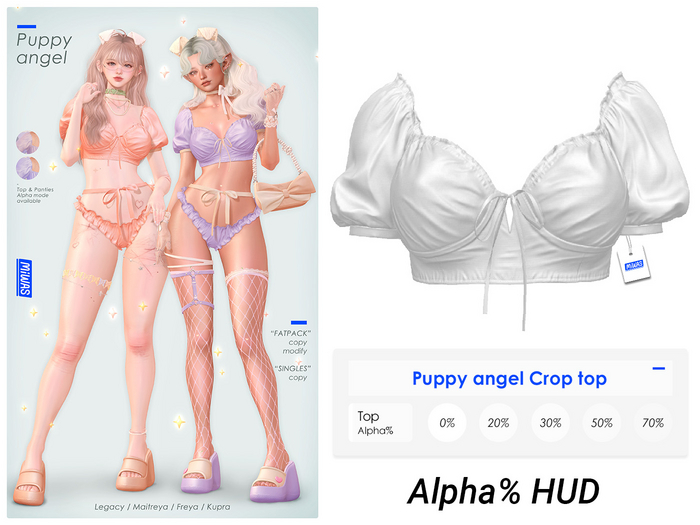 MIWAS / Puppy angel Crop top #White