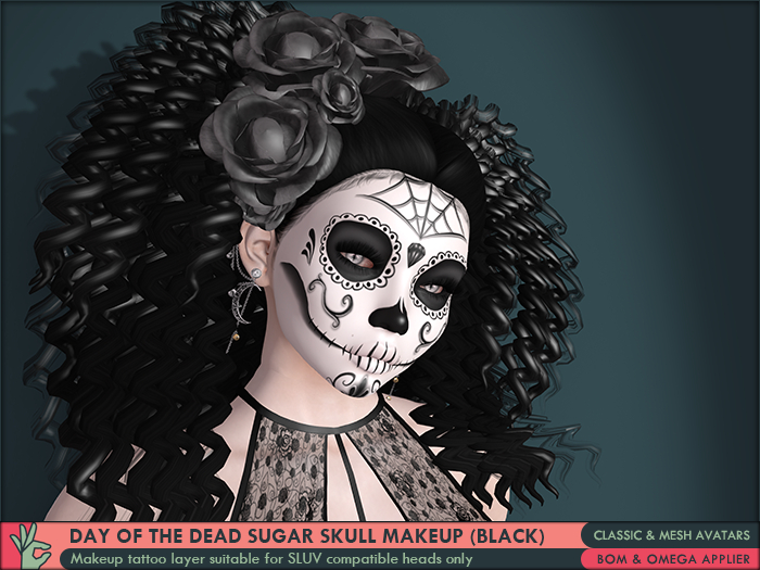 iPeench Day Of The Dead - Dia De Los Muertos - Sugar Skull Makeup (Black) - BoM Omega