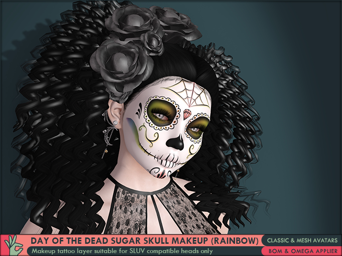 iPeench Day Of The Dead - Dia De Los Muertos - Sugar Skull Makeup (Rainbow) - BoM Omega