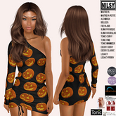 JACKO LANTERN JERSEY DRESS,MESH BODY