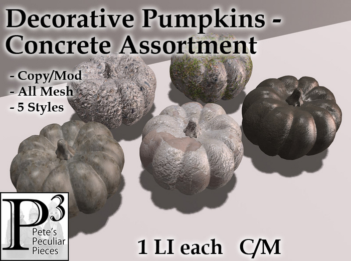 [P3] - Decorative Pumpkins - Concrete Assortment