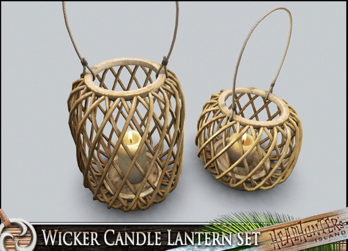 HeadHunter's Island - Wicker Basket Candle Lantern set - 8 colors - access menu - MESH