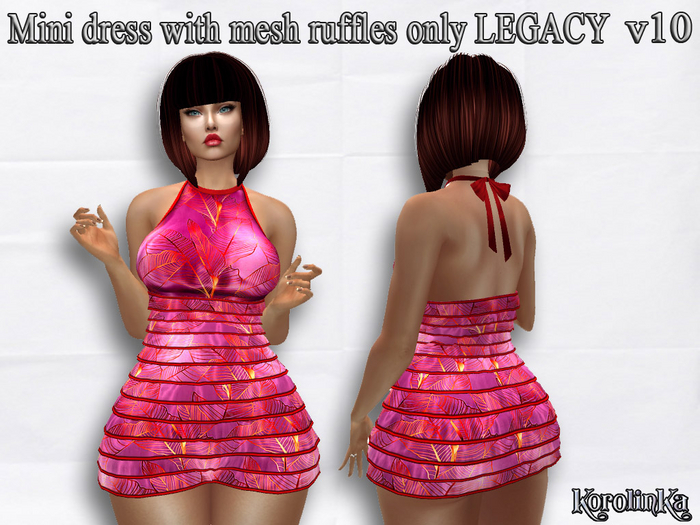 Mini dress with mesh ruffles only LEGACY v10