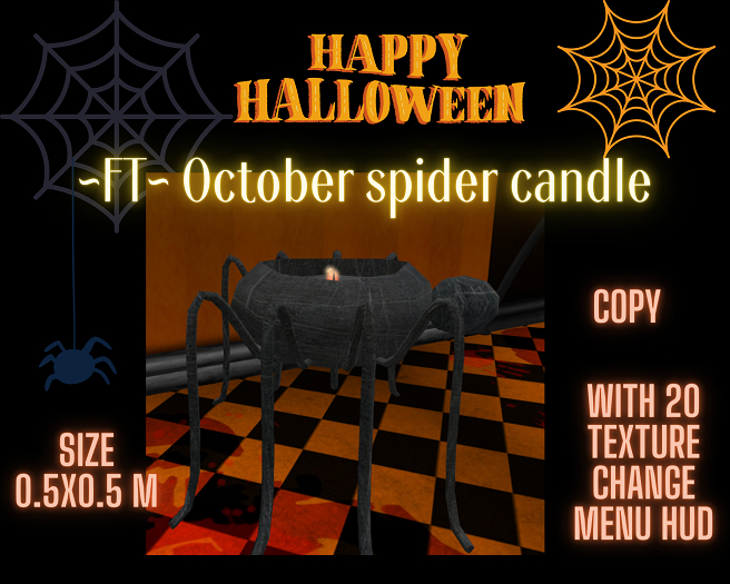 ~FT~ october spider candle with 20 textures 