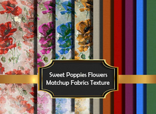 Sweet Poppies Flowers Matching Fabric texture seamless