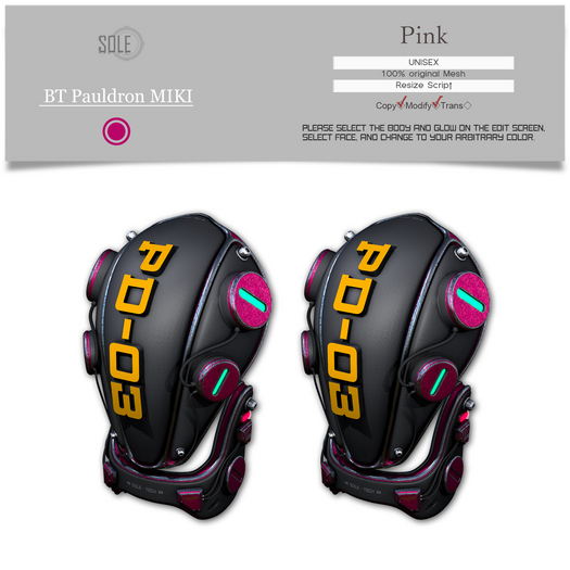 :::SOLE::: SA - BT Pauldron MIKI (Pink)