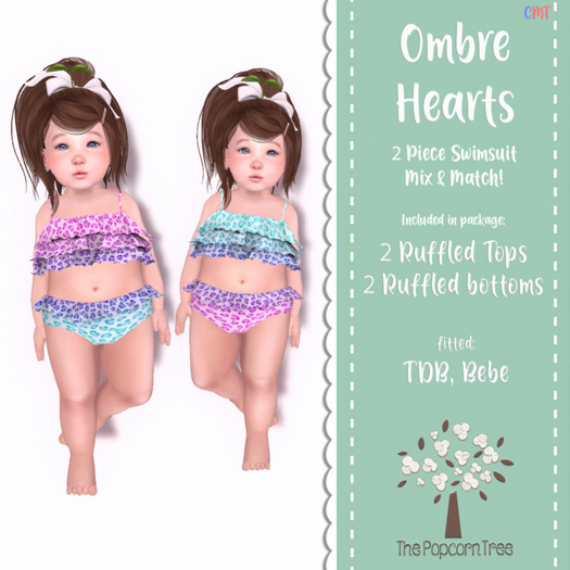 TPT - Ombre Hearts 2pc Swimwear Delivery