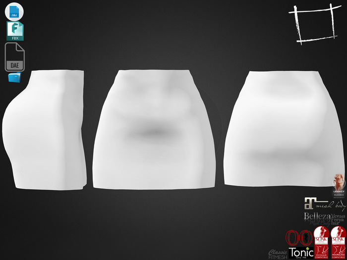 Dae Obj FBX For High Waist Mini Skirt Slink, Maitreya,Belleza,Tonic,Legacy,Ocacin Standard,Voluptuous