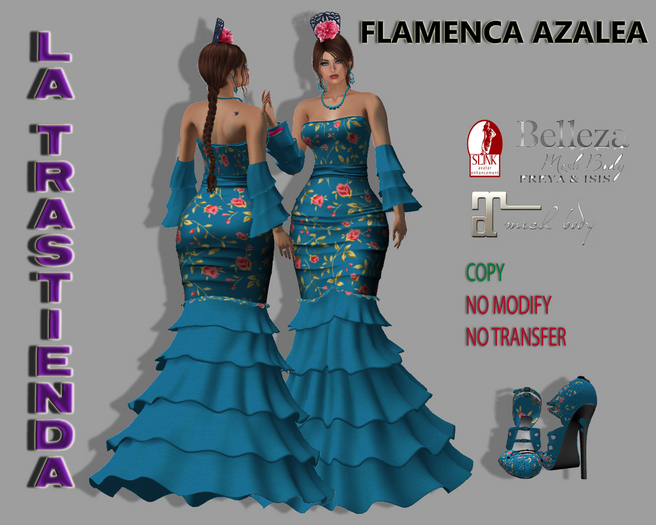 (XR)VESTIDO FLAMENCA AZALEA CELESTE