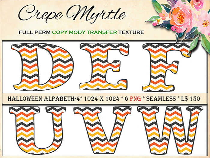 Crepe Myrtle Halloween Alphabeth PNG-4