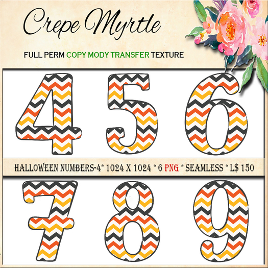 Crepe Myrtle Halloween Numbers PNG-4